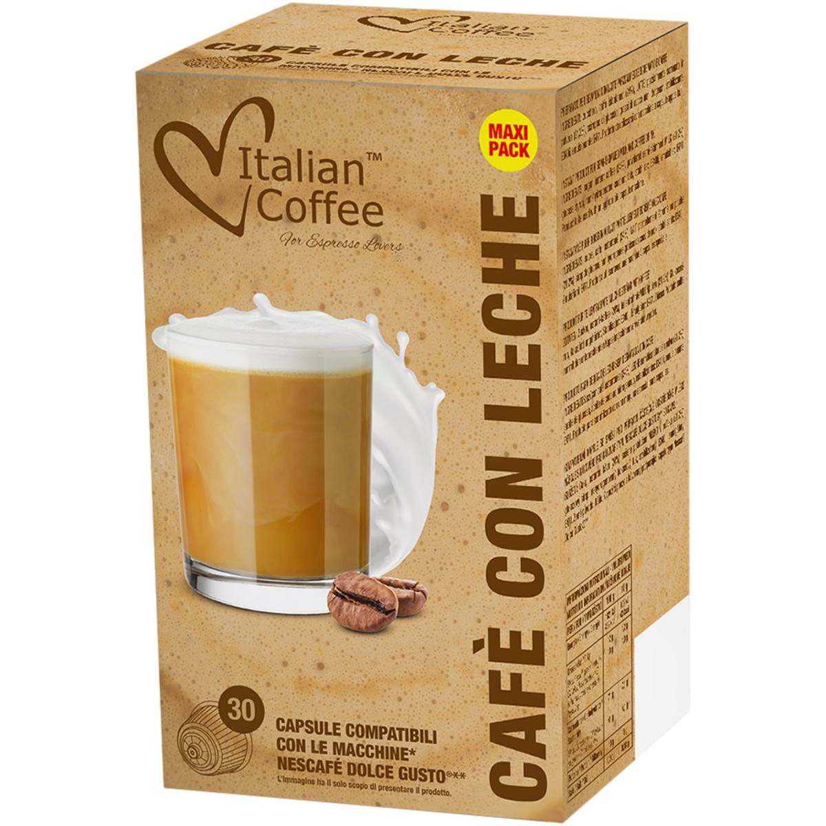Café con leche en cápsulas Carrefour compatible con Dolce Gusto 30