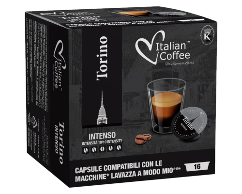 Cápsulas Compatibles Lavazza A Modo Mio * Café Intenso Torino Italian  Coffee 16 Un